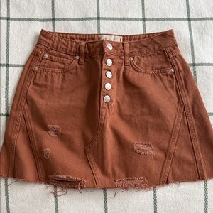 We The Free Rust Distressed Mini Skirt